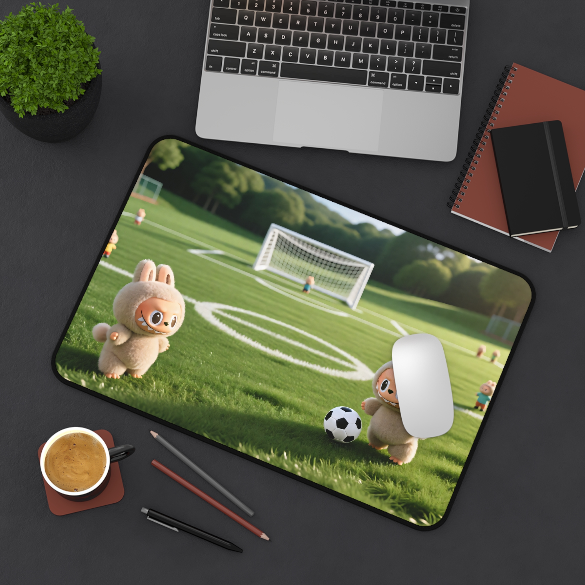 Cute Labubu Soccer Bunny Desk Mat — Playful Football Field Mousepad for Kids & Fans - Image 4