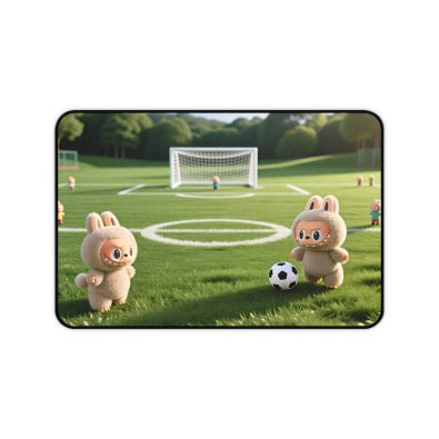 Cute Labubu Soccer Bunny Desk Mat — Playful Football Field Mousepad for Kids & Fans