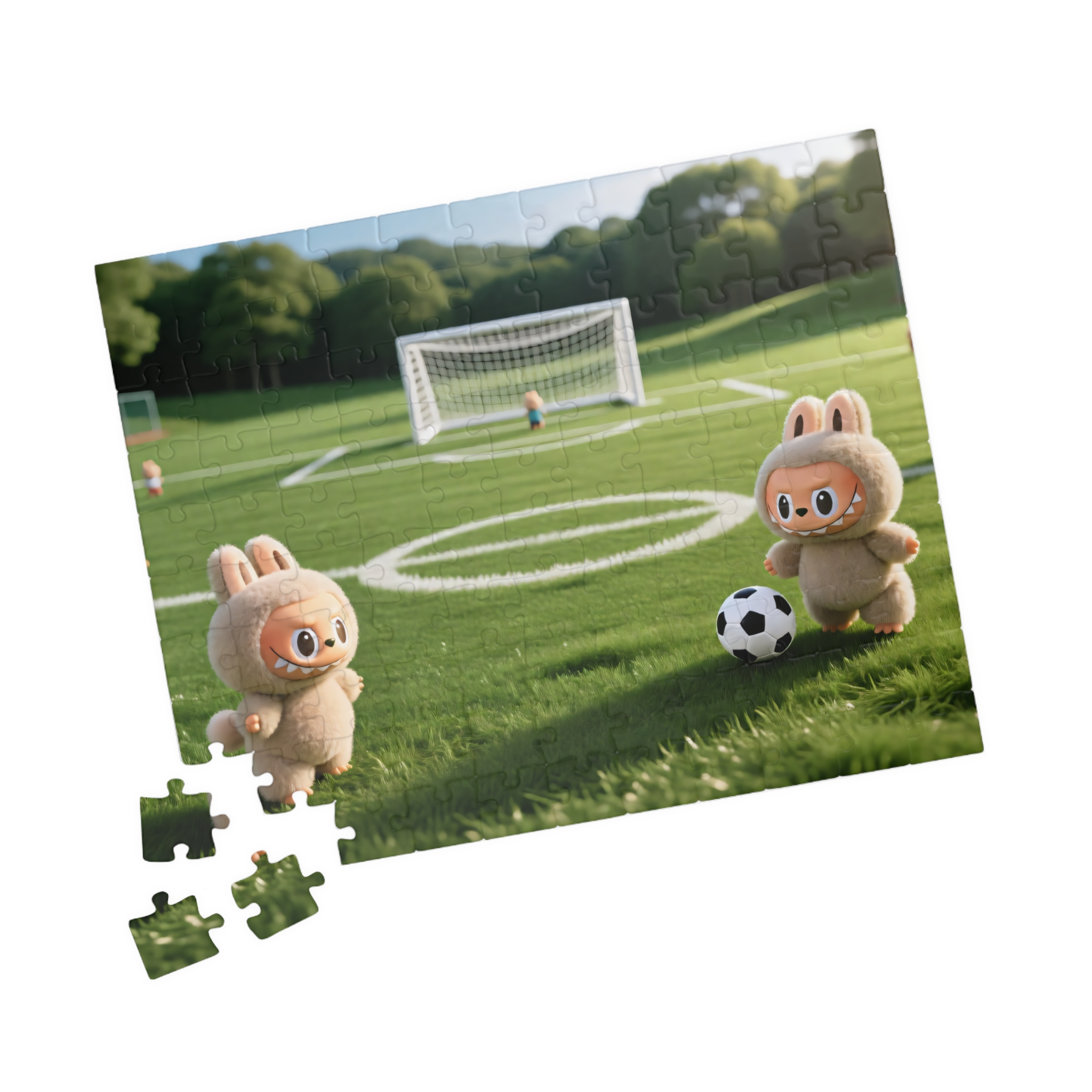 Cute Soccer Labubu Puzzle — Kids’ Animal Football Jigsaw (110/252/520/1014 pcs)