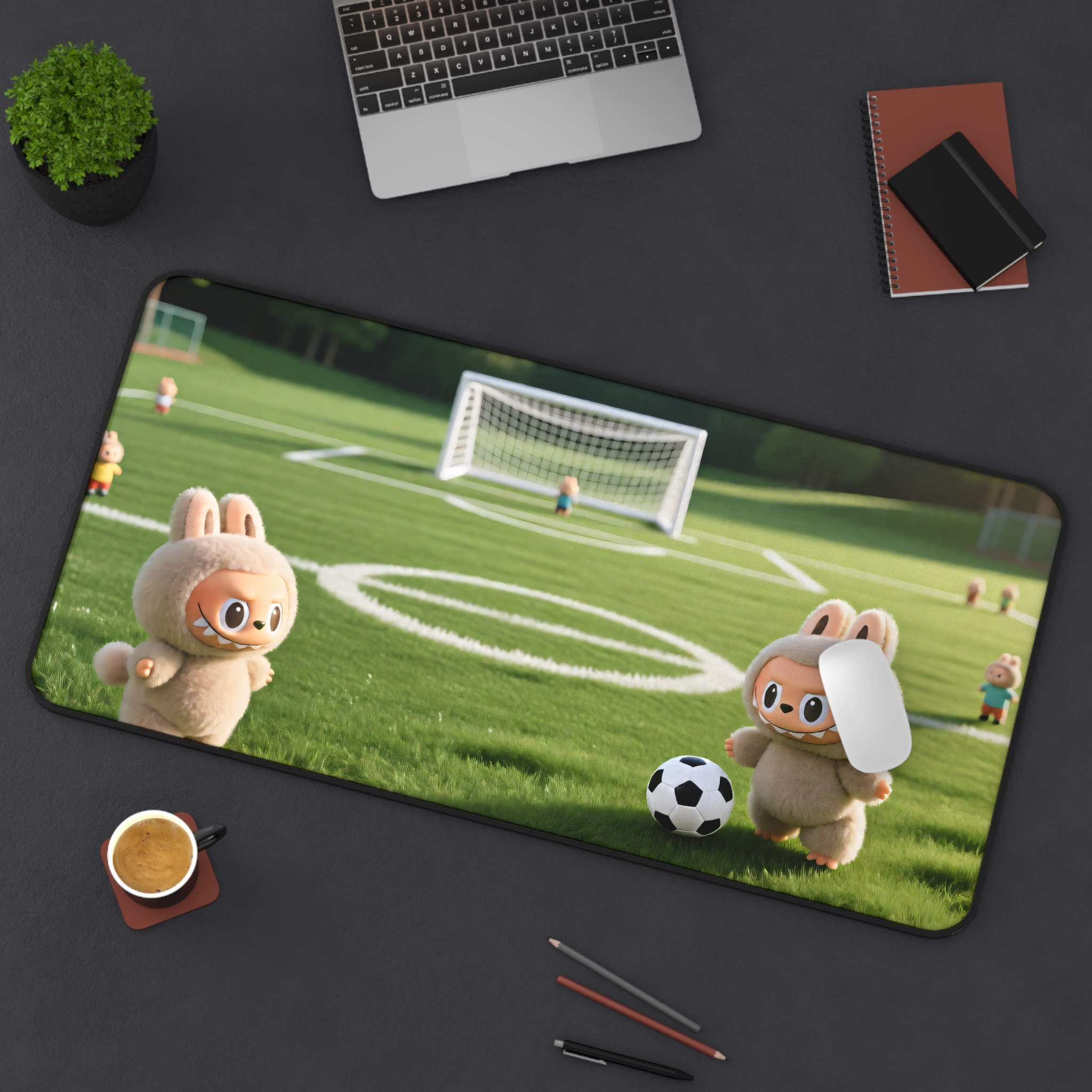 Cute Labubu Soccer Bunny Desk Mat — Playful Football Field Mousepad for Kids & Fans - Image 12