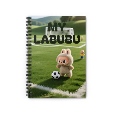 Labubu Playing Soccer Ruled Spiral Notebook — Soccer Diary for Kids