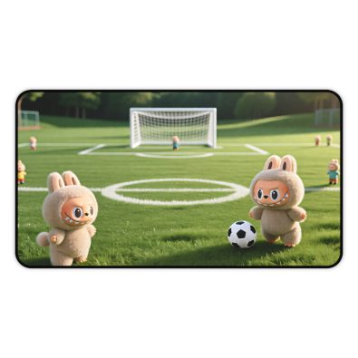 Alternative view of Cute Labubu Soccer Bunny Desk Mat — Playful Football Field Mousepad for Kids & Fans