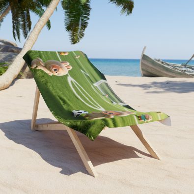 Alternative view of Soccer Labubu Beach Towel — Cute Plush Rabbit Soccer Field Design