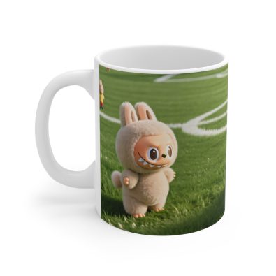 Alternative view of Soccer Field Bunny Mug — Cute Plush Character Football Coffee Cup