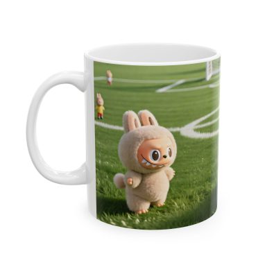 Alternative view of Labubu Soccer Dad Ceramic Mug — Cute Kid Soccer Field Design (11oz & 15oz)