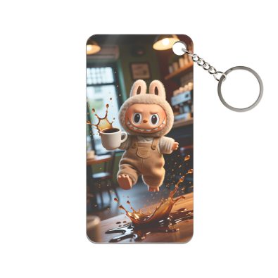 Labubu "Coffee Mishap" Acrylic Keychain — Funny Spilled Coffee Charm — Relatable Labubu Bag Accessory