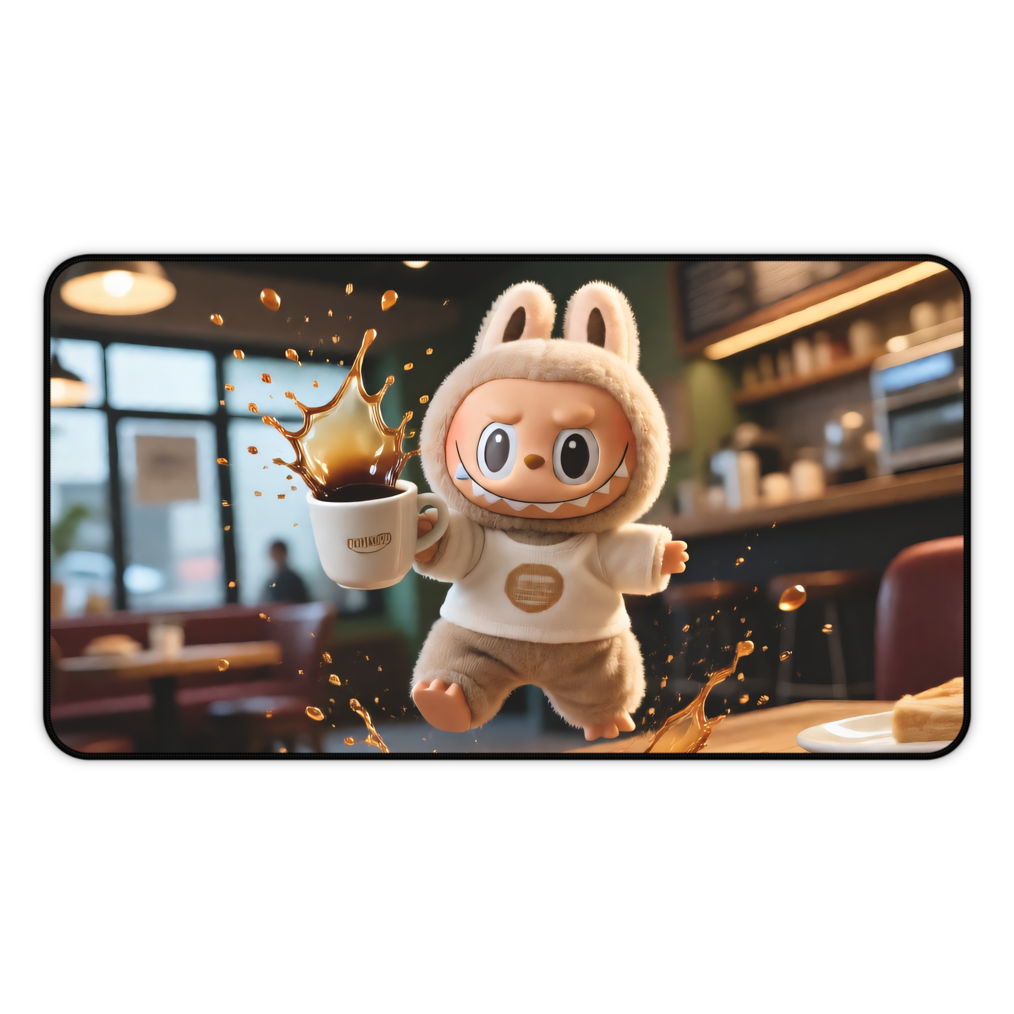 Labubu "Coffee Catastrophe" Desk Mat — Funny Spilled Coffee Office Decor — Anti-Slip Large Mousepad for Labubu Fans - Image 5