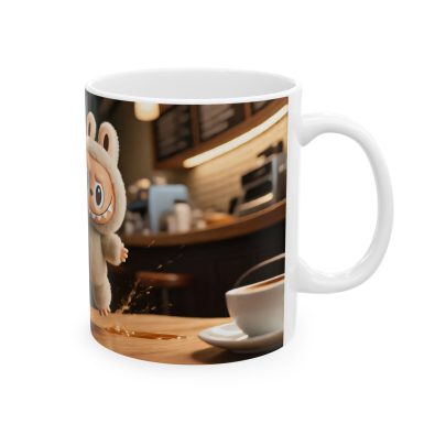 Alternative view of Labubu "Coffee Catastrophe" Ceramic Mug — Funny Spilled Coffee Design — Relatable Labubu Gift (11oz & 15oz)