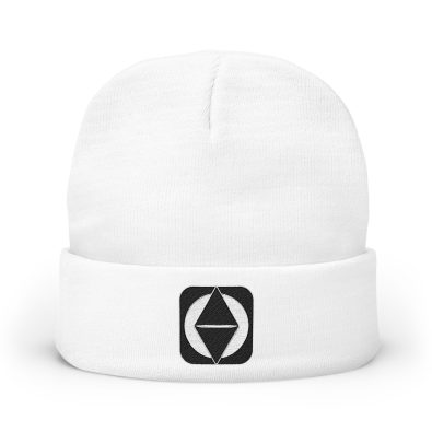 Embroidered Geo Icon Knit Beanie — Minimal Logo Winter Hat