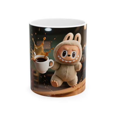Labubu "Coffee Catastrophe" Ceramic Mug — Funny Spilled Coffee Design — Relatable Labubu Gift (11oz & 15oz)