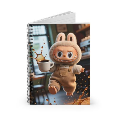 Alternative view of Labubu "Coffee Shop Chaos" Spiral Notebook — Funny Labubu Ruled Journal — Clumsy Character Stationery
