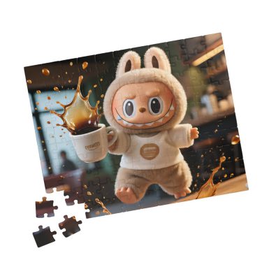 Labubu "Coffee Disaster" Jigsaw Puzzle — Funny Spilled Coffee Labubu Design — Relatable Art Puzzle (110, 252, 520, 1014 pcs)