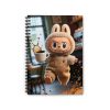 Labubu "Coffee Shop Chaos" Spiral Notebook — Funny Labubu Ruled Journal — Clumsy Character Stationery