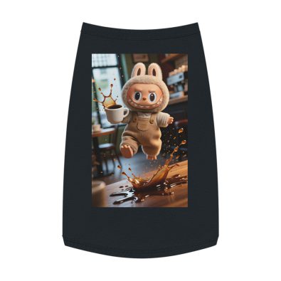 Premium pet tank top featuring Labubu doll and coffee leap design