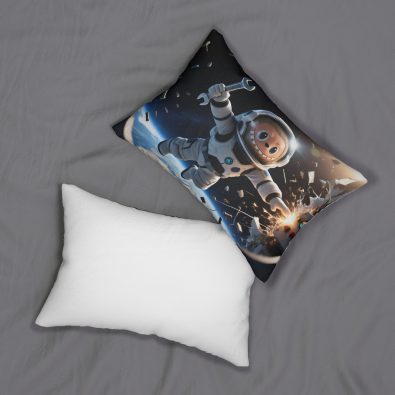 Cute cartoon astronaut pillow floating in space