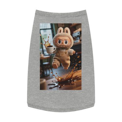 Premium pet tank top featuring Labubu doll and coffee leap design