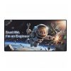A large space-themed desk mat featuring a stylized galaxy background and the phrase ‘Trust Me I Am an Engineer’ in bold lettering
