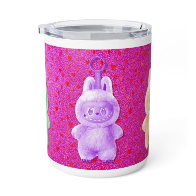 Alternative view of Cute Labubu Style 10oz Insulated Mug - Pink Heart Coffee Cup