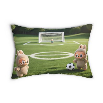 Cute Soccer Labubu Pillow — Kids’ Plush Field Throw Pillow