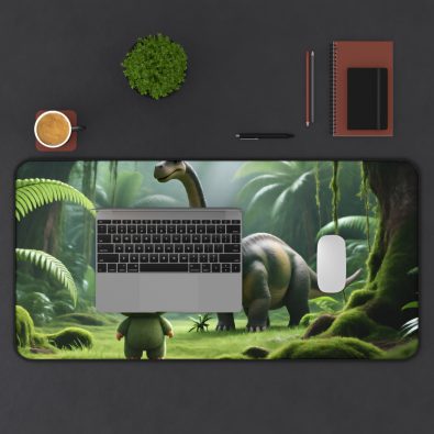 Labubu dinosaur-themed mousepad featuring a vibrant football field design suitable for children and fans