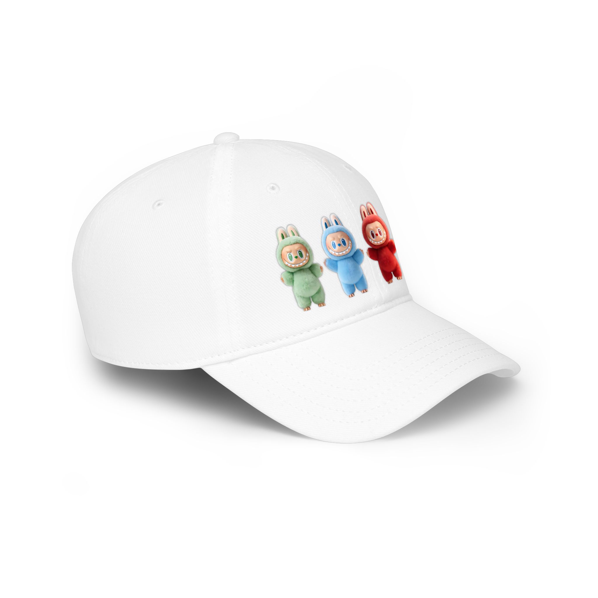 Labubu "Coffee Chaos Squad" Cap – Colorful Multi‑Character Labubu Hat Colorful multi‑character Labubu hat featuring red, yellow, blue and green designs